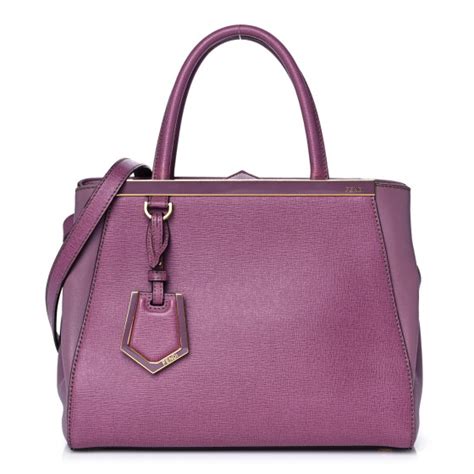 FENDI Vitello Elite Flamingo Petite 2Jours Tote Blue Royal 